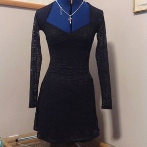 H&M Stretch LACE Lined Sweetheart Dress with Bolero Style Sheer Lace Sleeves!!